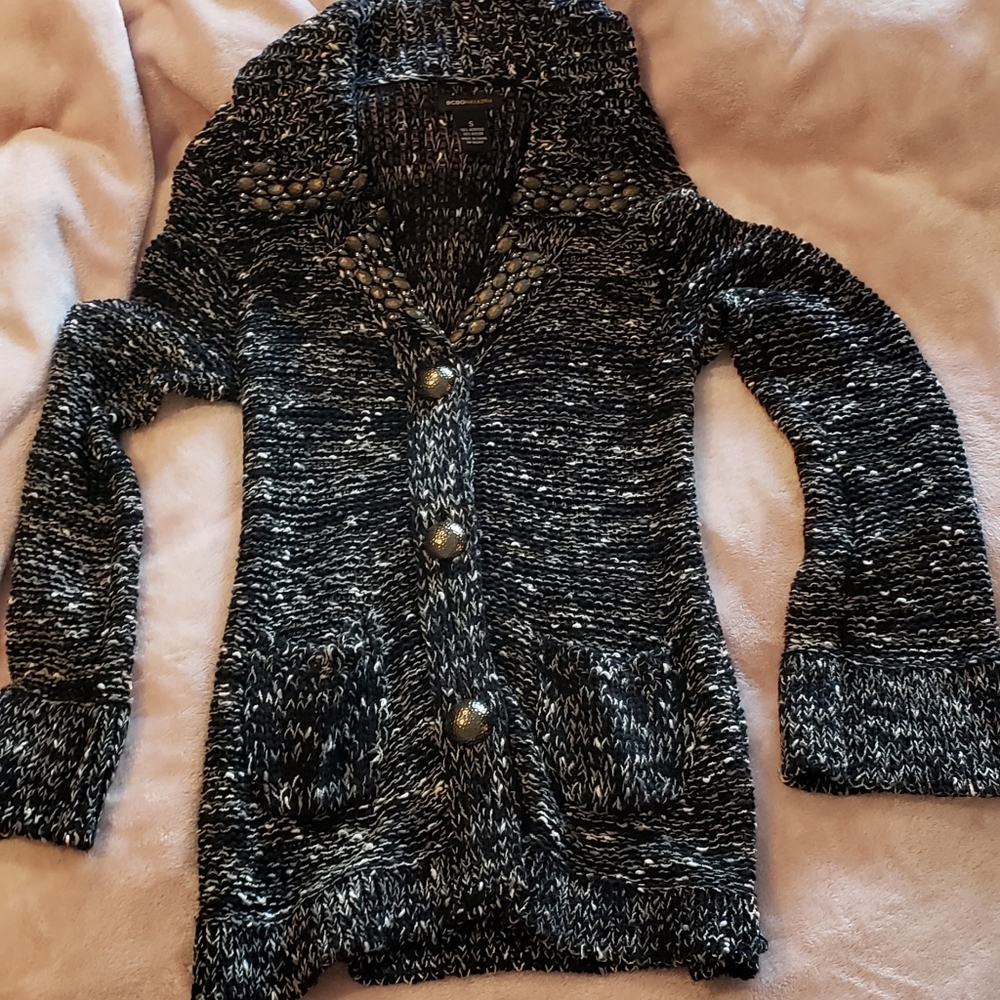 BCBG MAXAZIRA KNIT EMBELLISHED METAL BEAD SWEATER Small